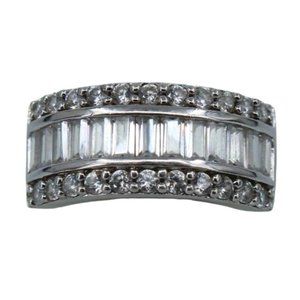 sterling silver baguette and round CZ band size 7